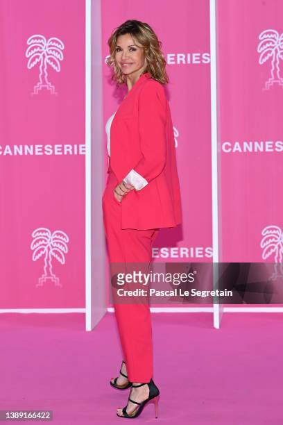 Ingrid Chauvin attends the pink carpet during the 5th Canneseries Festival - Day Two on April 02, 2022 in Cannes, France.