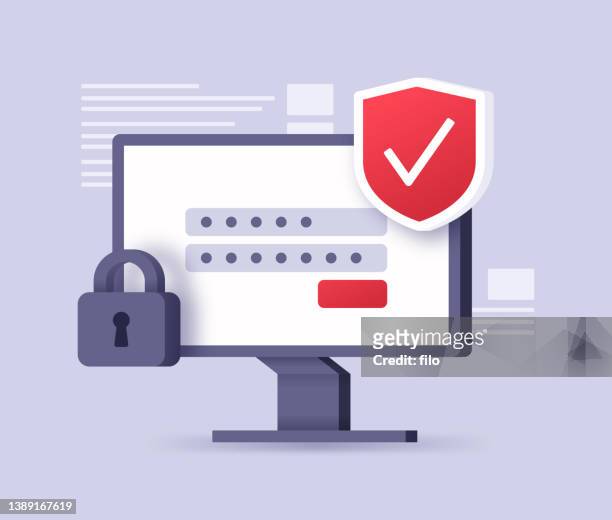 computer digital data security protection - www stock illustrations