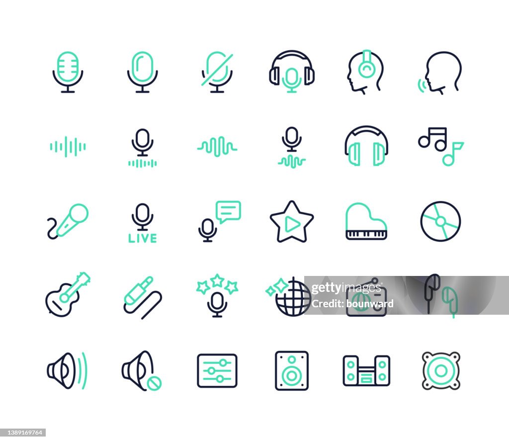 Audio Line Icons Editable Stroke