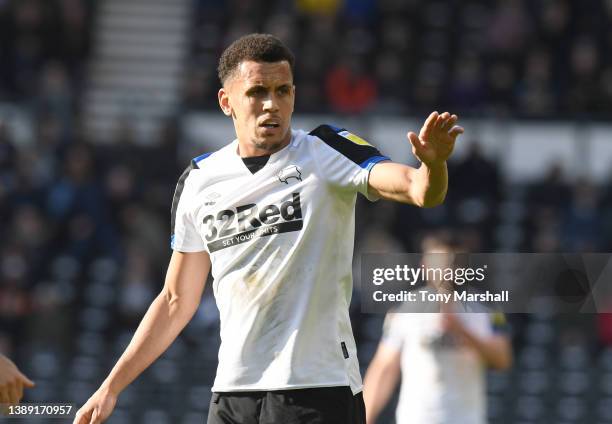 Ravel Morrison of Derby County during the Sky Bet Championship match between Derby County and Preston North End at Pride Park Stadium on April 02,...