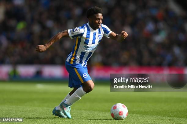 Tariq Lamptey of Brighton & Hove Albion in action during the Premier League match between Brighton & Hove Albion and Norwich City at American Express...