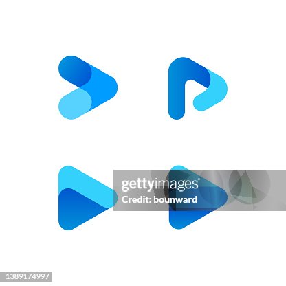 Blue Play Media Button Logo Blue Play Media Button Logo