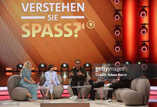 Barbara Schoeneberger, Paola Felix, Hans Sigl, Lisa Mantler and Lena Mantler participate in the live broadcast of the TV show "Verstehen Sie Spaß?"...