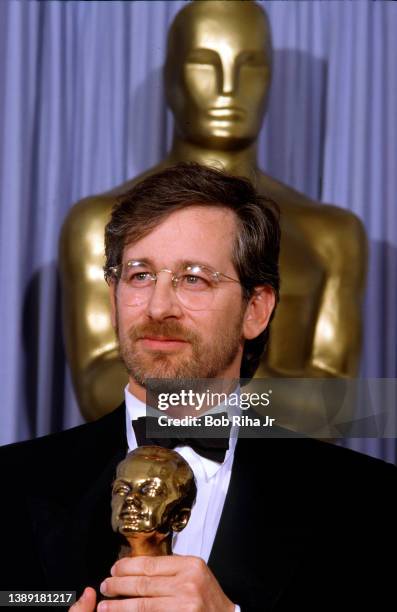 Steven Spielberg after being presented his Thalberg Award backstage at the Academy Awards Show, March 30, 1987 in Los Angeles, California.