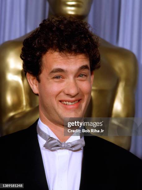 Tom Hanks backstage at the Academy Awards Show, March 30, 1987 in Los Angeles, California.