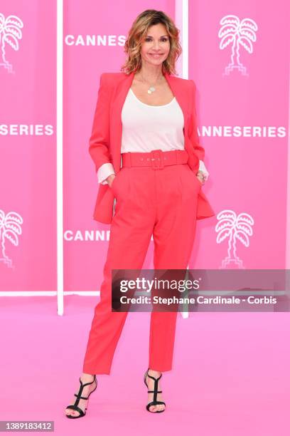 Ingrid Chauvin attends the pink carpet during the 5th Canneseries Festival - Day Two on April 02, 2022 in Cannes, France.