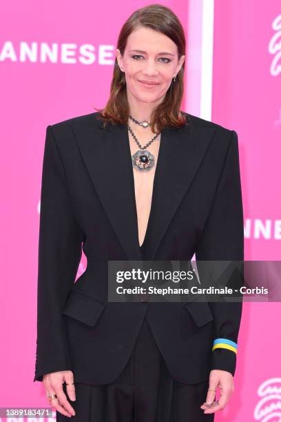 Céline Sallette attends the pink carpet during the 5th Canneseries Festival - Day Two on April 02, 2022 in Cannes, France.