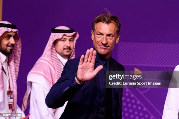 Herve Renard, Head Coach of Saudi Arabia walks on the red carpet during the FIFA World Cup Qatar 2022 Final Draw at Doha Exhibition Center on April...