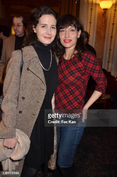 Chloe Lambert and Julie Debazac attend the '17eme Edition des Journees du Livre et Du Vin 2012' - Jury Lunch at the Hotel Lutetia on February 13,...