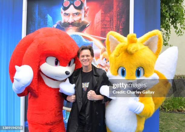 Jim Carrey attends the 'Sonic the Hedgehog 2' Family Day at Paramount Pictures Studios Lot on April 02, 2022 in Los Angeles, California.