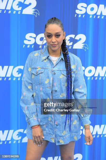 Tia Mowry attends the 'Sonic the Hedgehog 2' Family Day at Paramount Pictures Studios Lot on April 02, 2022 in Los Angeles, California.
