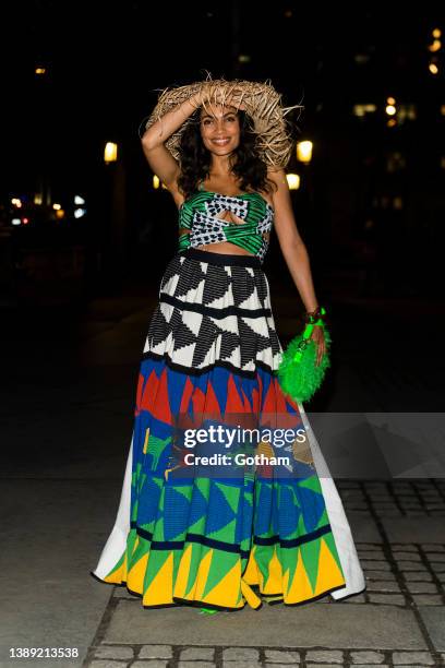 Rosario Dawson is seen in Midtown on April 02, 2022 in New York City.