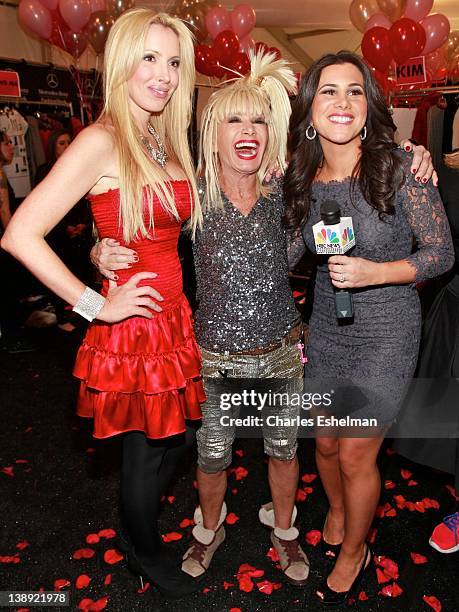 Designers Lulu Johnson and Betsey Johnson pose backstage at the Betsey Johnson Fall 2012 fashion show during Mercedes-Benz Fashion Week at the The...