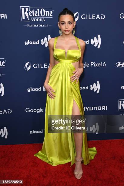 Josie Totah attends the 33rd Annual GLAAD Media Awards on April 02, 2022 in Beverly Hills, California.