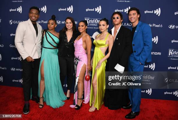 Dexter Darden, Alycia Pascual-Peña, writer Tracey Wigfield, Haskiri Velazquez, Josie Totah, Mitchell Hoog, Belmont Cameli attends the 33rd Annual...