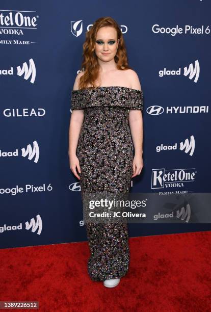 Liv Hewson attends the 33rd Annual GLAAD Media Awards on April 02, 2022 in Beverly Hills, California.