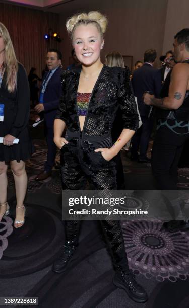 JoJo Siwa attends The 33rd Annual GLAAD Media Awards at The Beverly Hilton on April 02, 2022 in Beverly Hills, California.