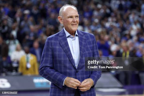 George Karl is presented as a 2022 Naismith Basketball Hall of Fame inductee at halftime of the game between the North Carolina Tar Heels and the...