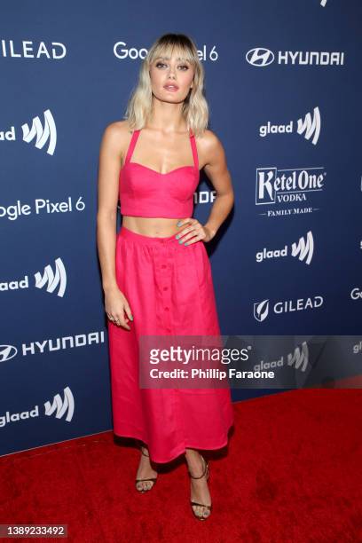 Ella Purnell attends the 33rd Annual GLAAD Media Awards sponsored by Ketel One Vodka at The Beverly Hilton on April 02, 2022 in Beverly Hills,...