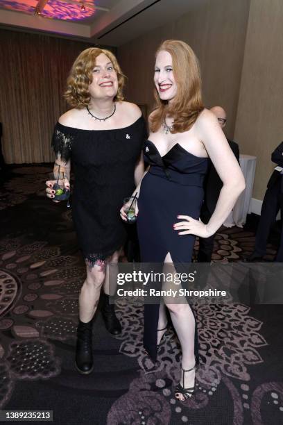 Lilly Wachowski and Ashley T Brundage attend The 33rd Annual GLAAD Media Awards at The Beverly Hilton on April 02, 2022 in Beverly Hills, California.