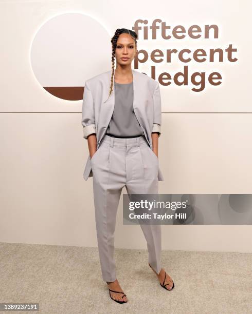 Joan Smalls attends The Fifteen Percent Pledge Gala at New York Public Library on April 02, 2022 in New York City.