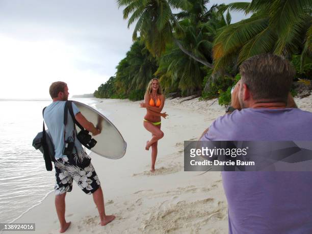 Swimsuit Issue 2012: Behind the scenes of the 2012 Sports Illustrated Swimsuit issue photographed in 2011 in Seychelles. Pictured: photographer James...