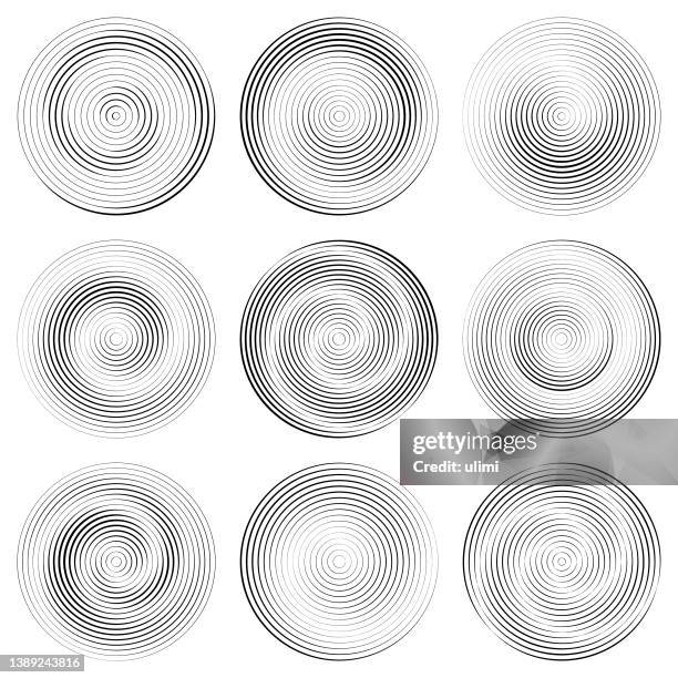 circle design elements - concentric rings vector line stock illustrations