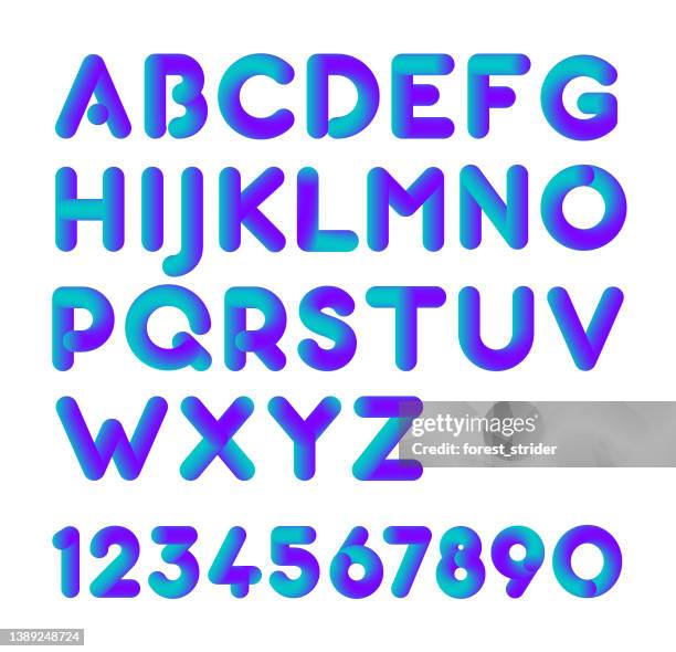 style alphabet letters. custom typeface alphabet fully editable stroke and gradient. - abc logo stock illustrations