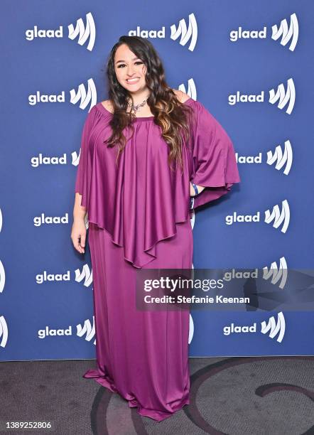 Jazz Jennings attends The 33rd Annual GLAAD Media Awards at The Beverly Hilton on April 02, 2022 in Beverly Hills, California.