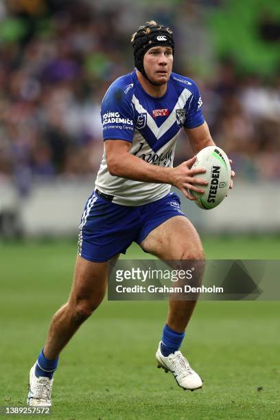 Matt Burton of the Bulldogs in action during the round four NRL match between the Melbourne Storm and the Canterbury Bulldogs at AAMI Park on April...