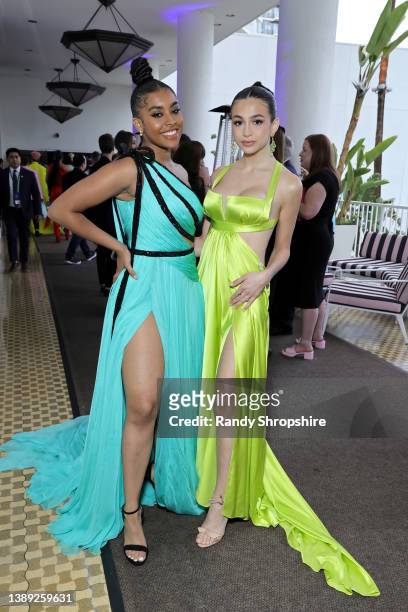 Alycia Pascual-Peña and Josie Totah attend The 33rd Annual GLAAD Media Awards at The Beverly Hilton on April 02, 2022 in Beverly Hills, California.