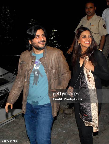 Goldie Behl and Sonali Bendre attend the Hrithik Roshan's birthday celebration on January 09, 2013 in Mumbai, India.