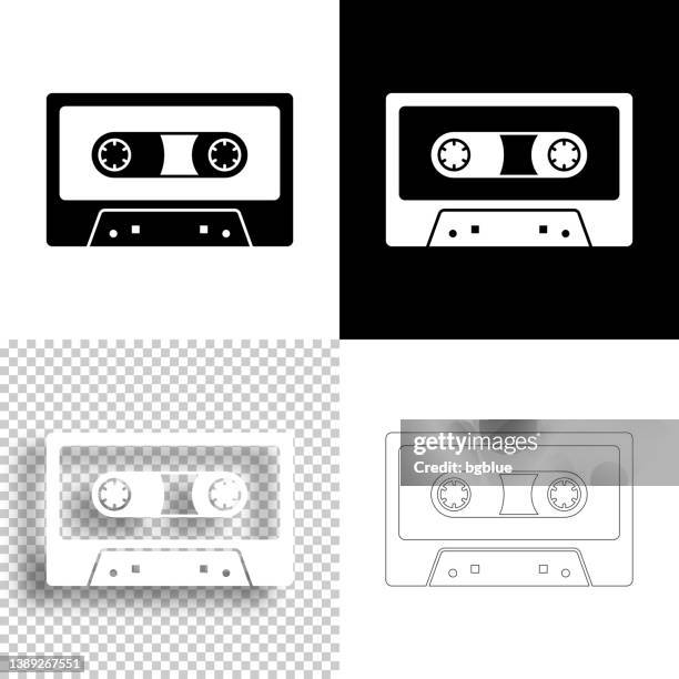 stockillustraties, clipart, cartoons en iconen met cassette tape. icon for design. blank, white and black backgrounds - line icon - bandje