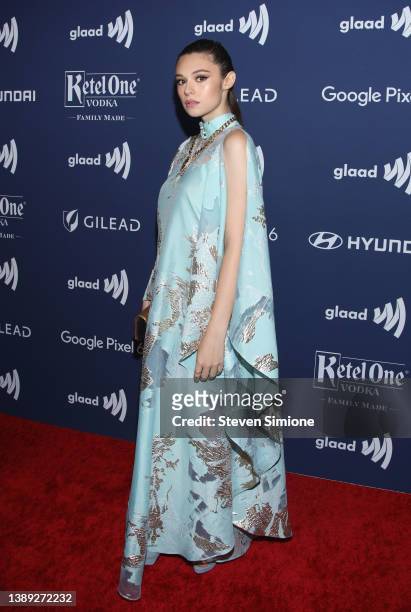 Nicole Maines attends The 33rd Annual GLAAD Media Awards on April 02, 2022 in Beverly Hills, California.