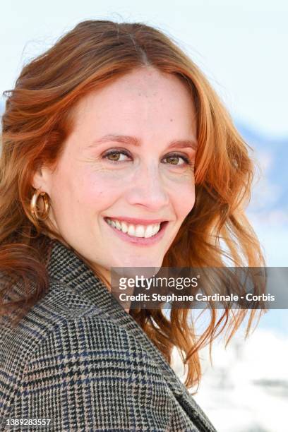 Gwendolyn Gourvenec attends the "Marion" photocall during the 5th Canneseries Festival on April 03, 2022 in Cannes, France.