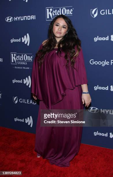 Jazz Jennings attends The 33rd Annual GLAAD Media Awards on April 02, 2022 in Beverly Hills, California.