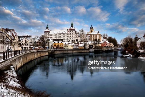 view to old town at danube river, neuburg an der donau, bavaria, germany - romantic road germany stock pictures, royalty-free photos & images