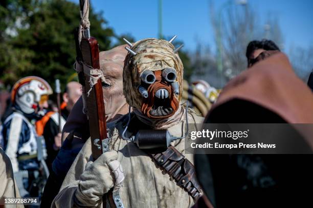 Person dressed as Tusken during a parade inspired by Star Wars characters at a charity event in favor of several associations in the area in Aluche,...