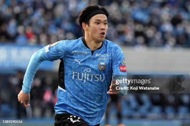 Miki Yamane of Kawasaki Frontale looks on during the J.LEAGUE Meiji Yasuda J1 6th Sec. Match between Kawasaki Frontale and Cerezo Osaka at Kawasaki...