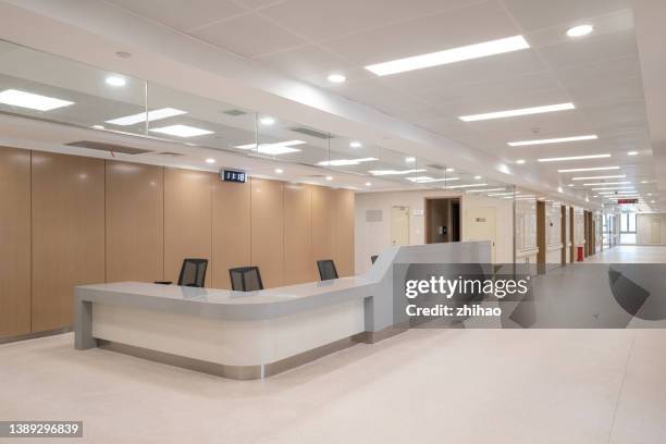 nurse station in hospital ward - hospital hallway no people stock pictures, royalty-free photos & images