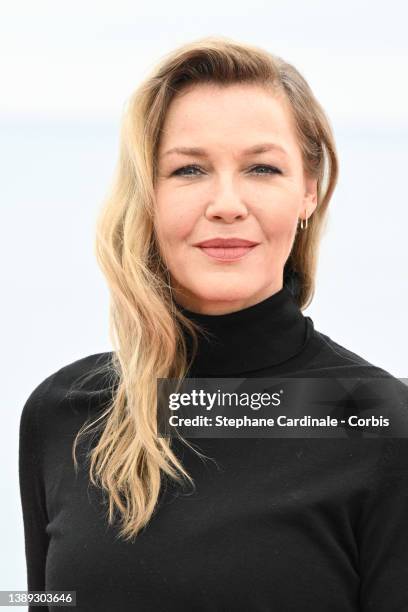 Connie Nielsen attends the "The Dreamer - Becoming Karen Blixen" photocall during the 5th Canneseries Festival on April 03, 2022 in Cannes, France.