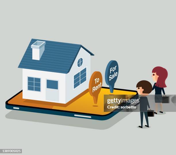 search for houses online - rental assistance stock illustrations