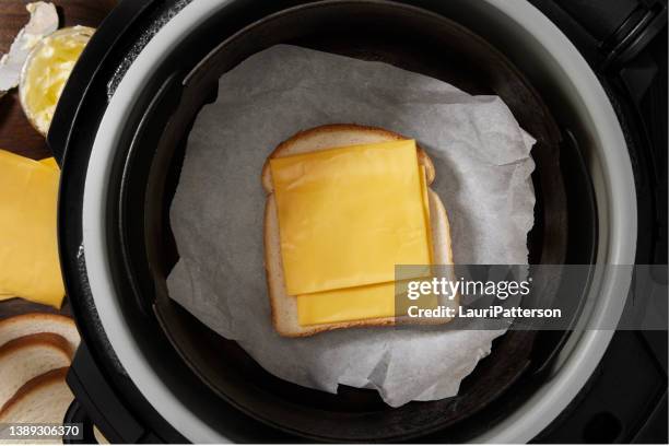 the air fryer grilled cheese sandwich - grilled cheese stock pictures, royalty-free photos & images