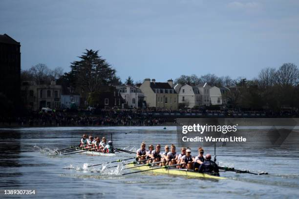 Oxford University Women's Boat Club and Cambridge University Women's Boat Club compete during The Gemini Boat Race on April 03, 2022 in London,...