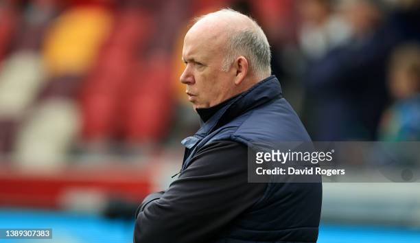 Declan Kidney, the London Irish director of rugby, looks on during the Gallagher Premiership Rugby match between London Irish and Harlequins at...