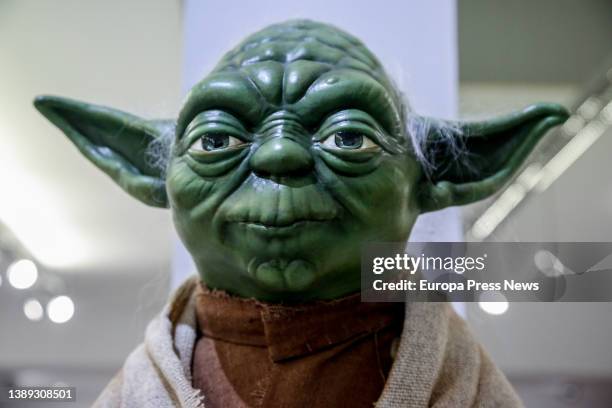 The figure of the Jedi master of the 'Star Wars' universe, Yoda, exhibited at the Auditorium and exhibition hall Paco de Lucia, in the district of...