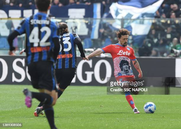 Mario Rui of Napoli during the Serie A match between Atalanta BC and SSC Napoli at Gewiss Stadium on April 03, 2022 in Bergamo, Italy.