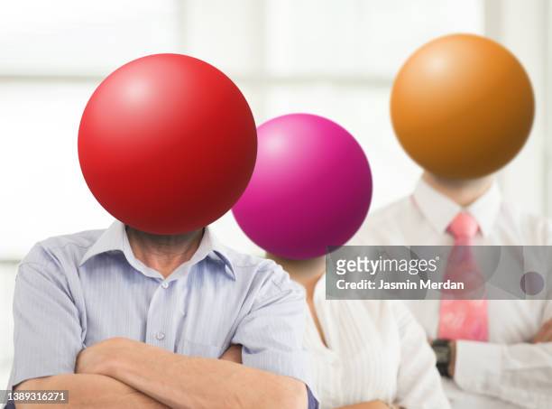 business people with spheres - heads - compliance and white and cutout no animals stock-fotos und bilder