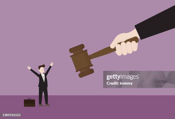 businessman against law and justice - judge gavel stock illustrations