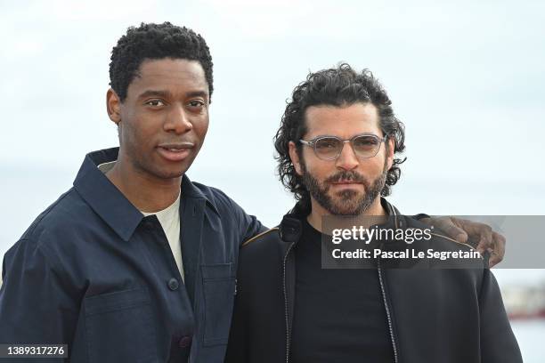 Yoli Fuller and Vincent Heneine attend the "Vincent Heneine & Yoli Fuller" photocall during the 5th Canneseries Festival on April 03, 2022 in Cannes,...